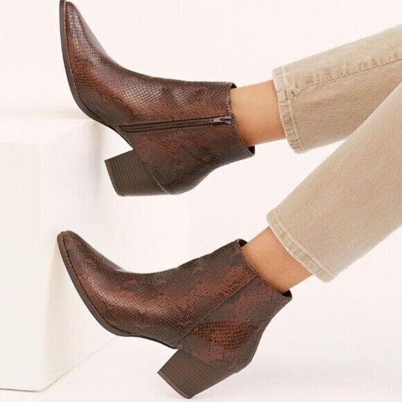 Coconuts By Matisse Going West Snake Embossed Faux Leather Booties Sz 6 - Picture 1 of 7